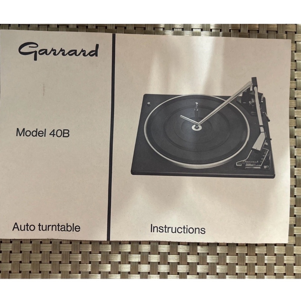 Vintage Garrard Model 40B Auto Turntable instructions manual